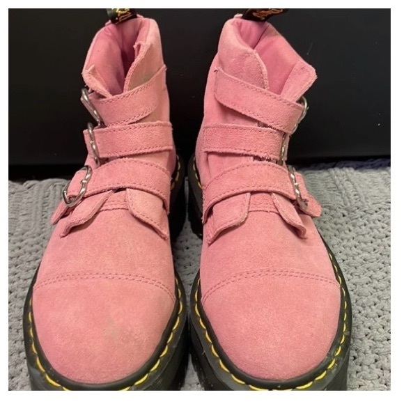 Pink Suede Dr. Martens x Lazy Oaf Platform Boots - Picture 6 of 7